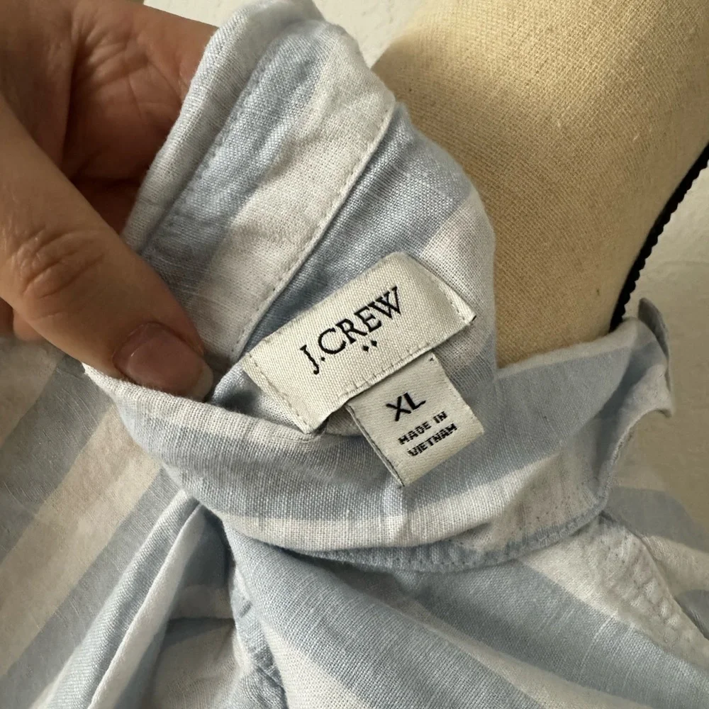 J.Crew Factory Striped linen-cotton sleeveless popover tunic top - Picture 6 of 6